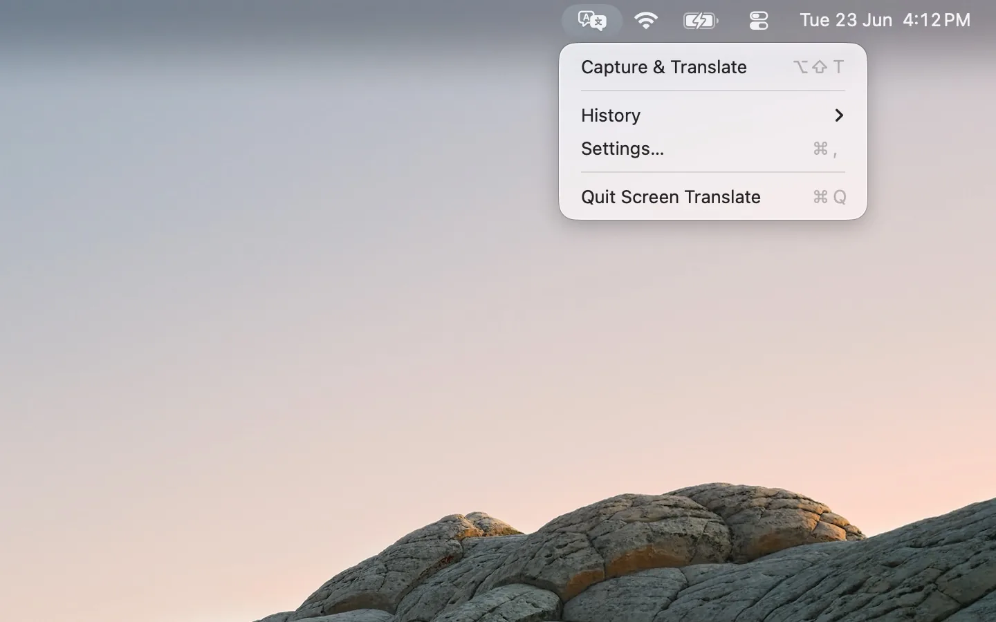 Use menu item in the menu bar or a keyboard shortcut to capture the text